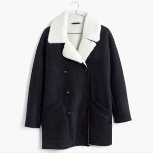 Madewell Black Shearling Car Coat